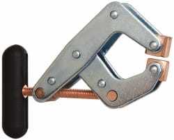 Made in USA - 800 Lb, 2" Max Opening, 1-1/8" Open Throat Depth, Cantilever Clamp - High Tensile Steel Jaw, T-Handle - Exact Tooling