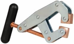 Made in USA - 1,500 Lb, 3" Max Opening, 1-1/4" Open Throat Depth, Cantilever Clamp - High Tensile Steel Jaw, T-Handle - Exact Tooling