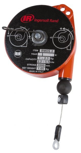Ingersoll-Rand - 2.2 Lb Load Capacity, 5-1/4' Travel Distance, Tool Balancer - Stainless Steel Cable, Cast Aluminum Housing, Tension Adjustment - Exact Tooling