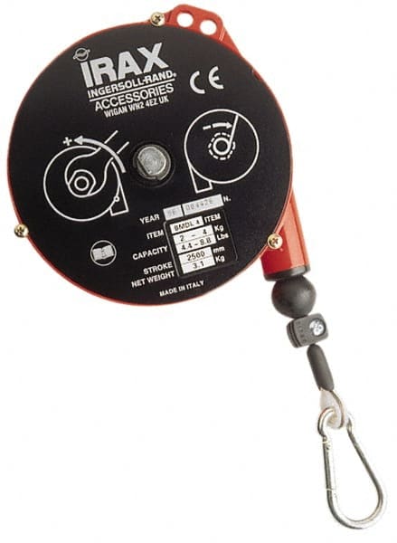 Ingersoll-Rand - 6.61 Lb Load Capacity, 5-1/4' Travel Distance, Tool Balancer - Stainless Steel Cable, Cast Aluminum Housing, Tension Adjustment - Exact Tooling