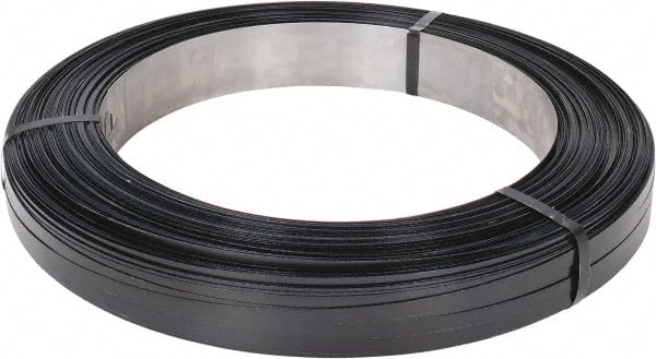 Made in USA - 3,087' Long x 1/2" Wide, Oscillated Coil Steel Strapping - 1,170 Lb Capacity, 0.02" Thick - Exact Tooling