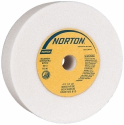 Norton - 60 Grit Aluminum Oxide Type 1 Internal Grinding Wheel - 4" Diam x 1/2" Hole x 1" Thick, 6,210 Max RPM, Medium Grade, M Hardness, Vitrified Bond, No Recess - Exact Tooling