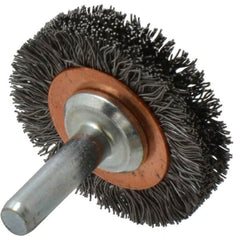 Anderson - 1-1/2" Brush Diam, Crimped, End Brush - 1/4" Diam Shank, 20,000 Max RPM - Exact Tooling