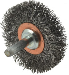 Anderson - 2" Brush Diam, Crimped, End Brush - 1/4" Diam Shank, 20,000 Max RPM - Exact Tooling
