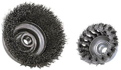Anderson - 2-3/4" Diam, 5/8-11 Threaded Arbor, Steel Fill Cup Brush - 0.014 Wire Diam, 3/4" Trim Length, 14,000 Max RPM - Exact Tooling