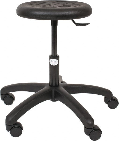 Made in USA - 15-1/2 to 20-1/2" High Utility Stool - Polyurethane Seat, Black - Exact Tooling
