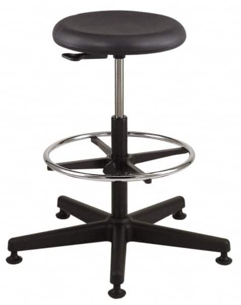 Bevco - 18-1/2 to 26" High Versa Backless Utility Stool with Black Nylon Base - Polyurethane Seat, Black, Mushroom Glides - Exact Tooling