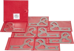 SPI - 8 Piece, 1-1/16 to 1-1/2 Inch Radius, Stainless Steel Radius Gage Set - 1/16 Inch Graduation, Satin Chrome Coated - Exact Tooling