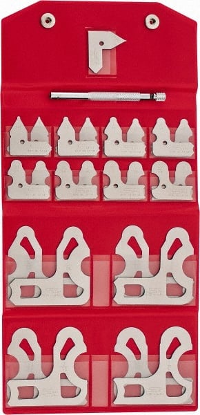 SPI - 25 Piece, 1/64 to 1/2 Inch Radius, Stainless Steel Radius Gage Set - Satin Chrome Coated - Exact Tooling