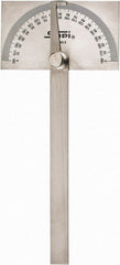 SPI - 6 Inch Long Blade, 180° Max Measurement, 1° Dial Graduation, Rectangular Head Protractor - Accuracy Up to 30 Min, 0 to 90 to 0 Dial Range - Exact Tooling