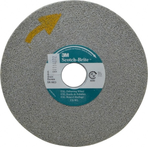 3M - 6" Diam, 1/2" Face Width, 1" Center Hole, Medium Grade, Aluminum Oxide Deburring Wheel - Convolute, Hard Density 8 Grade, 6,000 RPM - Exact Tooling