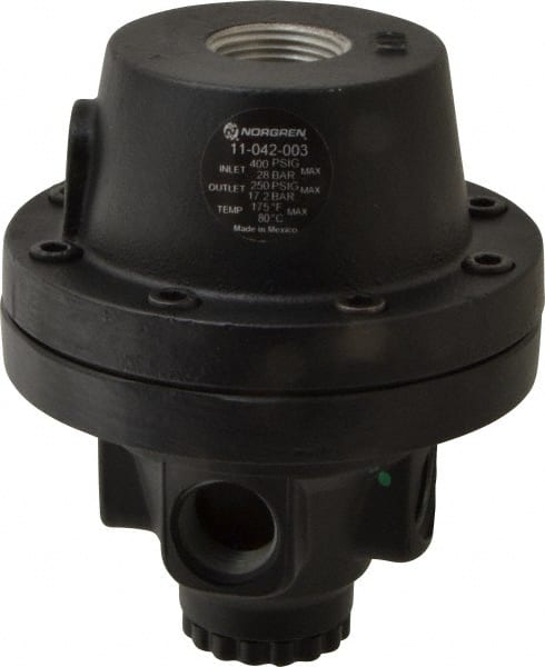 Norgren - 1/2 NPT Port, 300 CFM, Zinc/Aluminum Air Pilot Operated Regulator - 10 to 400 psi Range, 400 Max psi Supply Pressure, 4.16" Wide x 5.07" High - Exact Tooling