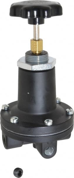 Norgren - 1/4 NPT Port, Aluminum Feedback Pilot Regulator - 5 to 105 psi Range, 400 Max psi Supply Pressure, 1/8" Gauge Port Thread, 2.47" Wide x 5.24" High - Exact Tooling
