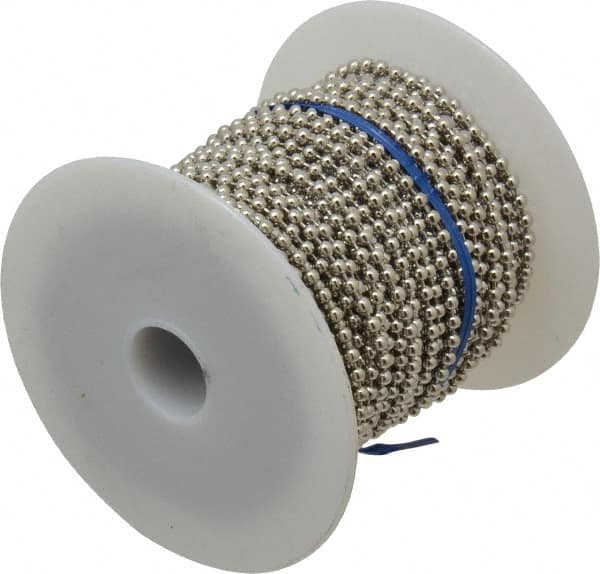 Made in USA - Number 6 Trade Size Brass Ball Chain - 0.127 Inch Ball Diameter, 25 Lbs. Tensile Strength, 100 Ft. Long , 69 Balls per Foot - Exact Tooling