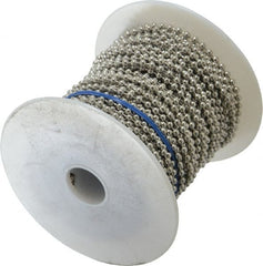 Made in USA - Number 6 Trade Size Steel Ball Chain - 0.127 Inch Ball Diameter, 25 Lbs. Tensile Strength, 100 Ft. Long , 69 Balls per Foot - Exact Tooling