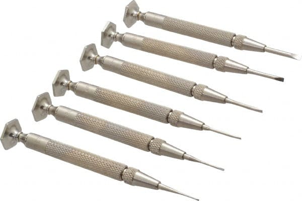 Starrett - 6 Piece Slotted Screwdriver Set - Round Shank, Blade Sizes: Length 5/8 - Exact Tooling