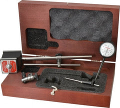 Starrett - 0.001" Graduation, 0-100 Dial Reading, Dial Indicator & Base Kit - 1-15/16" Base Length x 1-5/8" Base Width x 1-7/8" Base Height, 1-11/16" Dial Diam - Exact Tooling