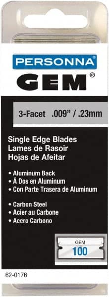 GEM - 100 Piece Steel Single Edge Blade - 1-1/2" OAL, 0.009" Blade Thickness - Exact Tooling