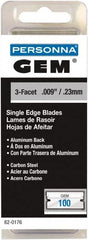 GEM - 100 Piece Steel Single Edge Blade - 1-1/2" OAL, 0.009" Blade Thickness - Exact Tooling