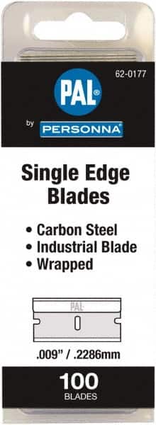 Personna - 100 Piece Steel Single Edge Blade - 1-1/2" OAL, 0.009" Blade Thickness - Exact Tooling