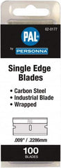 Personna - 100 Piece Steel Single Edge Blade - 1-1/2" OAL, 0.009" Blade Thickness - Exact Tooling