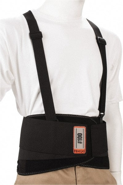 Ergodyne - Size 3XL, Hook & Loop, Spandex Belt with Adjustable Shoulder Straps - 46 to 52" Waist, 8" Wide, Detachable Strap, Black - Exact Tooling