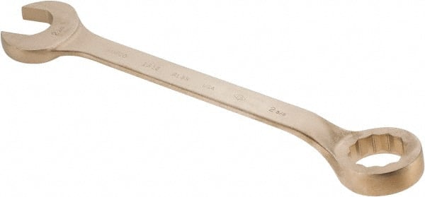 Ampco - 2-3/8" 12 Point Offset Combination Wrench - 15° Offset Angle, 22-3/4" OAL, Aluminum Bronze, Plain Finish - Exact Tooling
