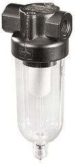 Norgren - 1/8" Port, 4.1" High x 1.63" Wide General Purpose Filter Mini Comp with Polycarbonate Bowl, Automatic Drain - Exact Tooling