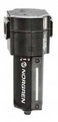 Norgren - 3/4" Port, 7.95" High x 3.15" Wide Standard Filter with Metal Bowl, Automatic Drain - 140 SCFM, 250 Max psi, 150°F Max Temp, Sight Glass Included, Modular Connection, 7 oz Bowl Capacity - Exact Tooling