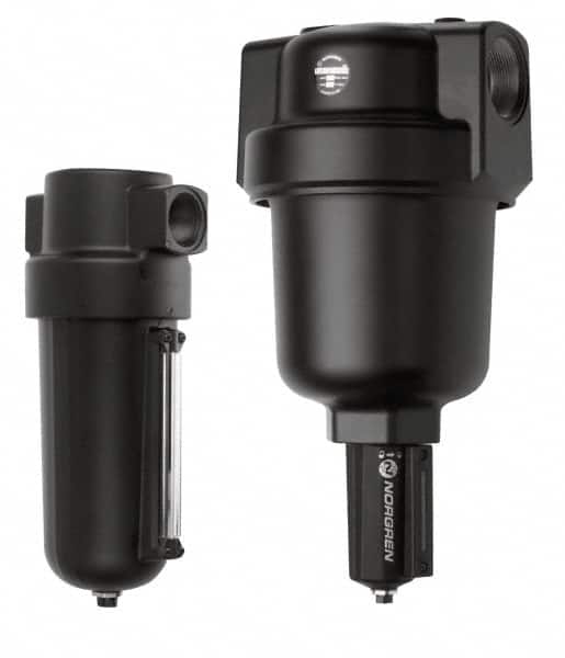 Norgren - 2" Port, 17.56" High x 8.22" Wide Heavy Duty Filter with Metal Bowl, Automatic Drain - 1,400 SCFM, 250 Max psi, 150°F Max Temp, Sight Glass Included, 7 oz Bowl Capacity - Exact Tooling