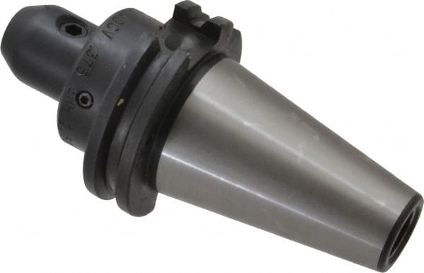 Collis Tool - CAT40 Taper Shank 3/8" Hole End Mill Holder/Adapter - 1" Nose Diam, 2-1/2" Projection, Through-Spindle & DIN Flange Coolant - Exact Tooling