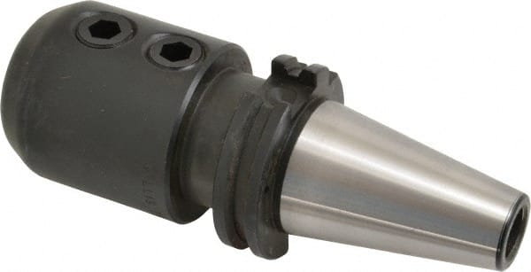 Collis Tool - CAT40 Taper Shank 25mm Hole End Mill Holder/Adapter - 2-3/8" Nose Diam, 4" Projection, Through-Spindle & DIN Flange Coolant - Exact Tooling