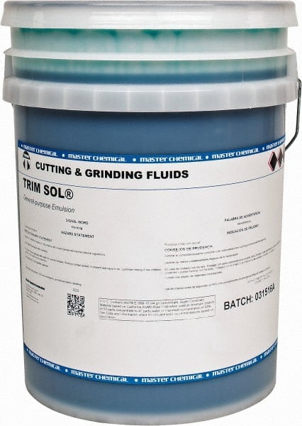 Master Fluid Solutions - Trim SOL, 5 Gal Pail Cutting & Grinding Fluid - Water Soluble, For Grinding, Turning - Exact Tooling