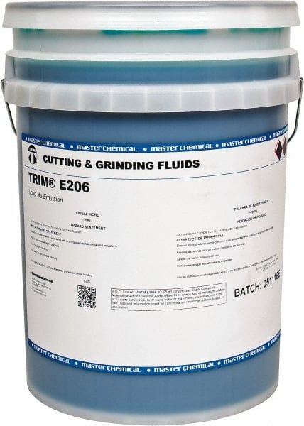 Master Fluid Solutions - Trim E206, 5 Gal Pail Cutting & Grinding Fluid - Water Soluble, For Gear Hobbing, Heavy-Duty Broaching, High Speed Turning - Exact Tooling