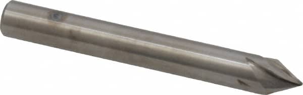 Made in USA - 1/4" Shank Diam, 5 Flute 60° Solid Carbide Countersink - Bright Finish, 2" OAL, Right Hand Cut - Exact Tooling