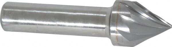 Made in USA - 1/2" Shank Diam, 9 Flute 60° Solid Carbide Countersink - Bright Finish, 2-1/2" OAL, Right Hand Cut - Exact Tooling