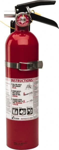 Kidde - 2.6 Lb, 1-A:10-B:C Rated, Dry Chemical Fire Extinguisher - 3-1/4" Diam x 15" High, 100 psi, 15' Discharge in 12 sec, Rechargeable, Seamless Aluminum Cylinder - Exact Tooling