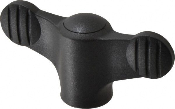 KIPP - 5/16-18 Hole Thread, 2.95" Head Length, Thermoplastic, Tapped Bar / Wing Knob - 0.55" Hole Depth, 1.38" Hub Diam, 0.65" Hub Height, Black - Exact Tooling