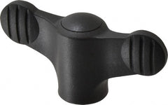KIPP - 5/16-18 Hole Thread, 2.95" Head Length, Thermoplastic, Tapped Bar / Wing Knob - 0.55" Hole Depth, 1.38" Hub Diam, 0.65" Hub Height, Black - Exact Tooling