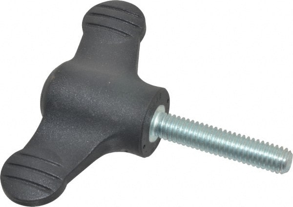 KIPP - 2.95" Head Length, Thermoplastic, Threaded Stem Bar / Wing Knob - 1.38" Hub Diam, 0.65" Hub Height, Black - Exact Tooling