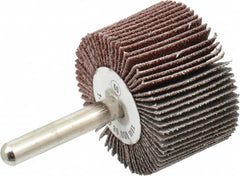Camel Grinding Wheels - 1-1/2" Diam x 1" Face Width, Medium Aluminum Oxide Coated Mounted Flap Wheel - 1/4" Shank Mount, 60 Grit, 30,000 Max RPM - Exact Tooling