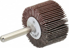 Camel Grinding Wheels - 1-1/2" Diam x 1" Face Width, Medium Aluminum Oxide Coated Mounted Flap Wheel - 1/4" Shank Mount, 80 Grit, 30,000 Max RPM - Exact Tooling