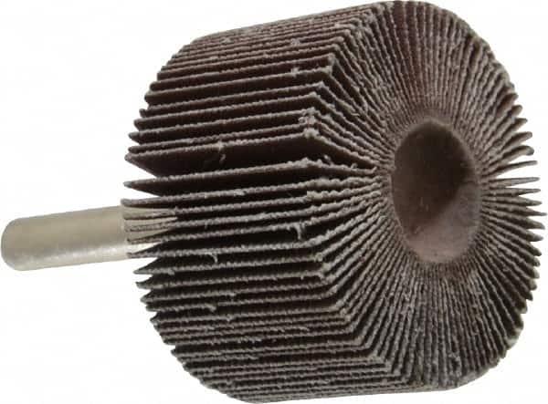 Camel Grinding Wheels - 1-1/2" Diam x 1" Face Width, Very Fine Aluminum Oxide Coated Mounted Flap Wheel - 1/4" Shank Mount, 180 Grit, 30,000 Max RPM - Exact Tooling