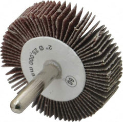 Camel Grinding Wheels - 2" Diam x 1/2" Face Width, Medium Aluminum Oxide Coated Mounted Flap Wheel - 1/4" Shank Mount, 60 Grit, 25,000 Max RPM - Exact Tooling