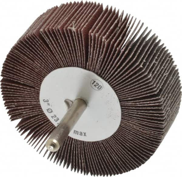 CGW Abrasives - 3" Diam x 1" Face Width, Fine Aluminum Oxide Coated Mounted Flap Wheel - Exact Tooling