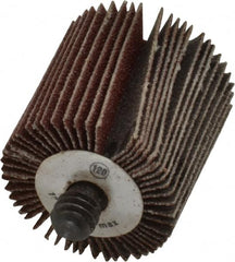 Camel Grinding Wheels - 1" Diam x 1" Face Width, Fine Aluminum Oxide Coated Mounted Flap Wheel - 1/4-20 Threaded Mount, 120 Grit, 30,000 Max RPM - Exact Tooling