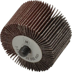 Camel Grinding Wheels - 1-1/2" Diam x 1" Face Width, Medium Aluminum Oxide Coated Mounted Flap Wheel - 1/4-20 Threaded Mount, 80 Grit, 30,000 Max RPM - Exact Tooling