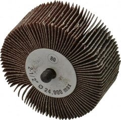 CGW Abrasives - 2-1/2" Diam x 1" Face Width, Medium Aluminum Oxide Coated Mounted Flap Wheel - 1/4-20 Threaded Mount, 80 Grit, 25,000 Max RPM - Exact Tooling