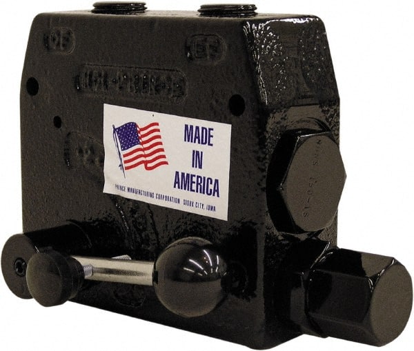 Prince - 30 GPM 1/2 Inlet Cast Iron Hydraulic Control Valve - 4-1/8" High x 4-5/8" Wide x 3-11/32" Long - Exact Tooling