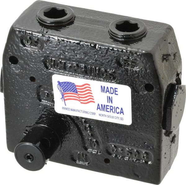 Prince - 30 GPM 1/2 Inlet Cast Iron Hydraulic Control Valve - 4-1/8" High x 4-5/8" Wide x 3-11/32" Long - Exact Tooling